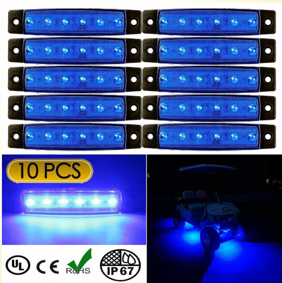 10PCS LED Side Marker Lights – Blue – To Fit Trailers, Trucks, ATVs, RVs 1