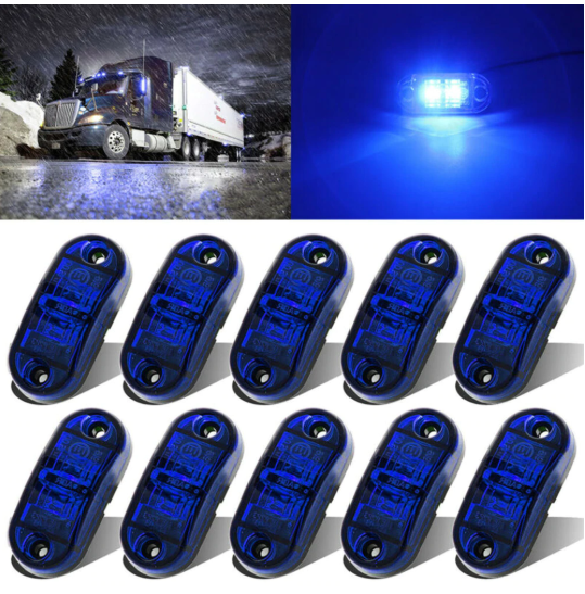 10PCS LED Side Marker Lights – Blue – To Fit Trucks, Trailers, Caravans – 12V / 24V 1