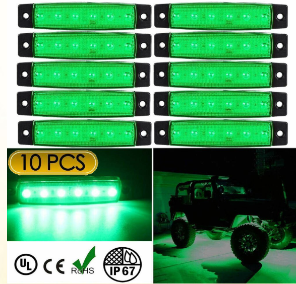 10PCS LED Side Marker Lights – Green – To Fit Trailers, Trucks, ATVs, RVs 1