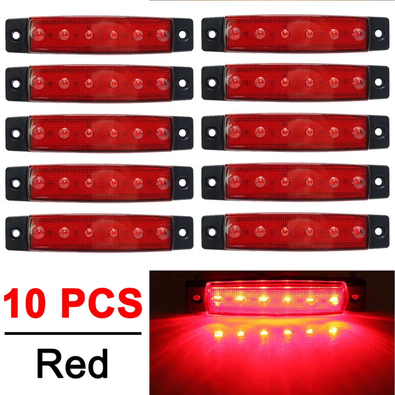 10PCS LED Side Marker Lights – Red – To Fit Trailers, Trucks, ATVs, RVs 1