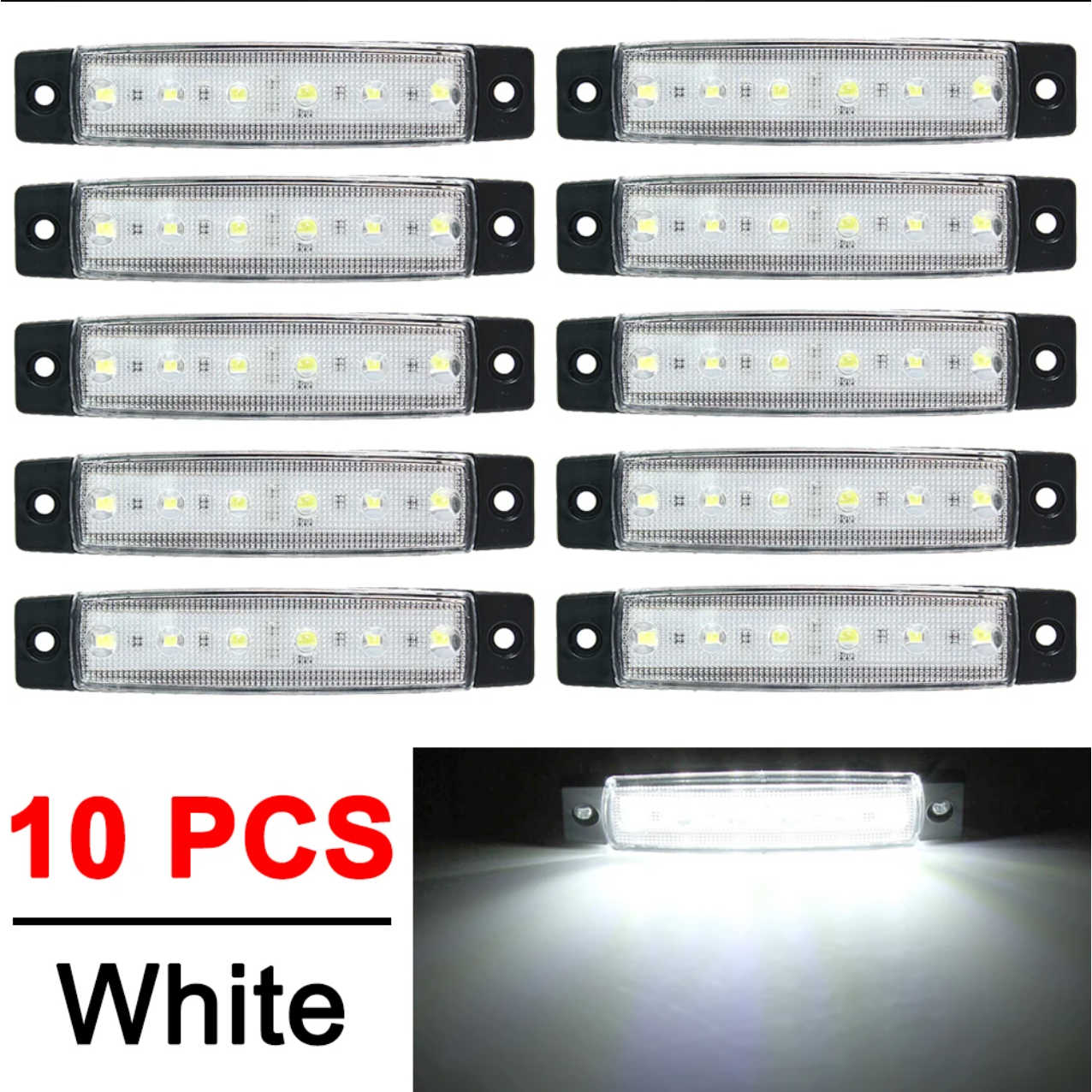 10PCS LED Side Marker Lights – White – To Fit Trailers, Trucks, ATVs, RVs 1