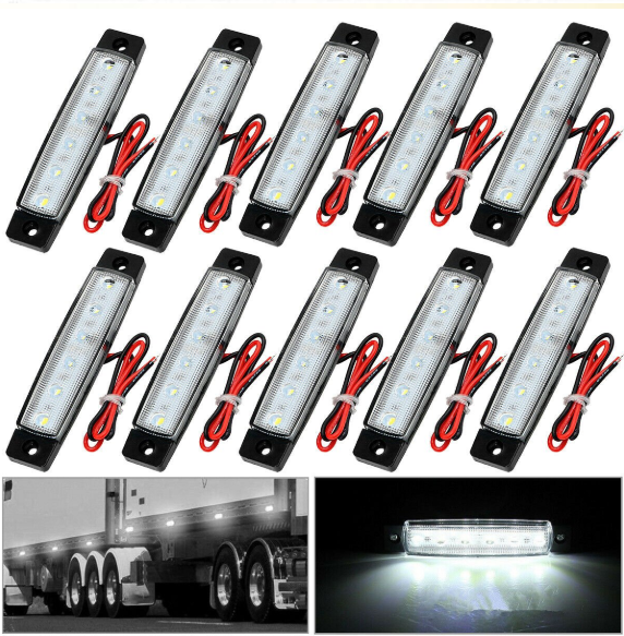 10PCS LED Side Marker Lights – White – To Fit Trailers, Trucks, ATVs, RVs 2