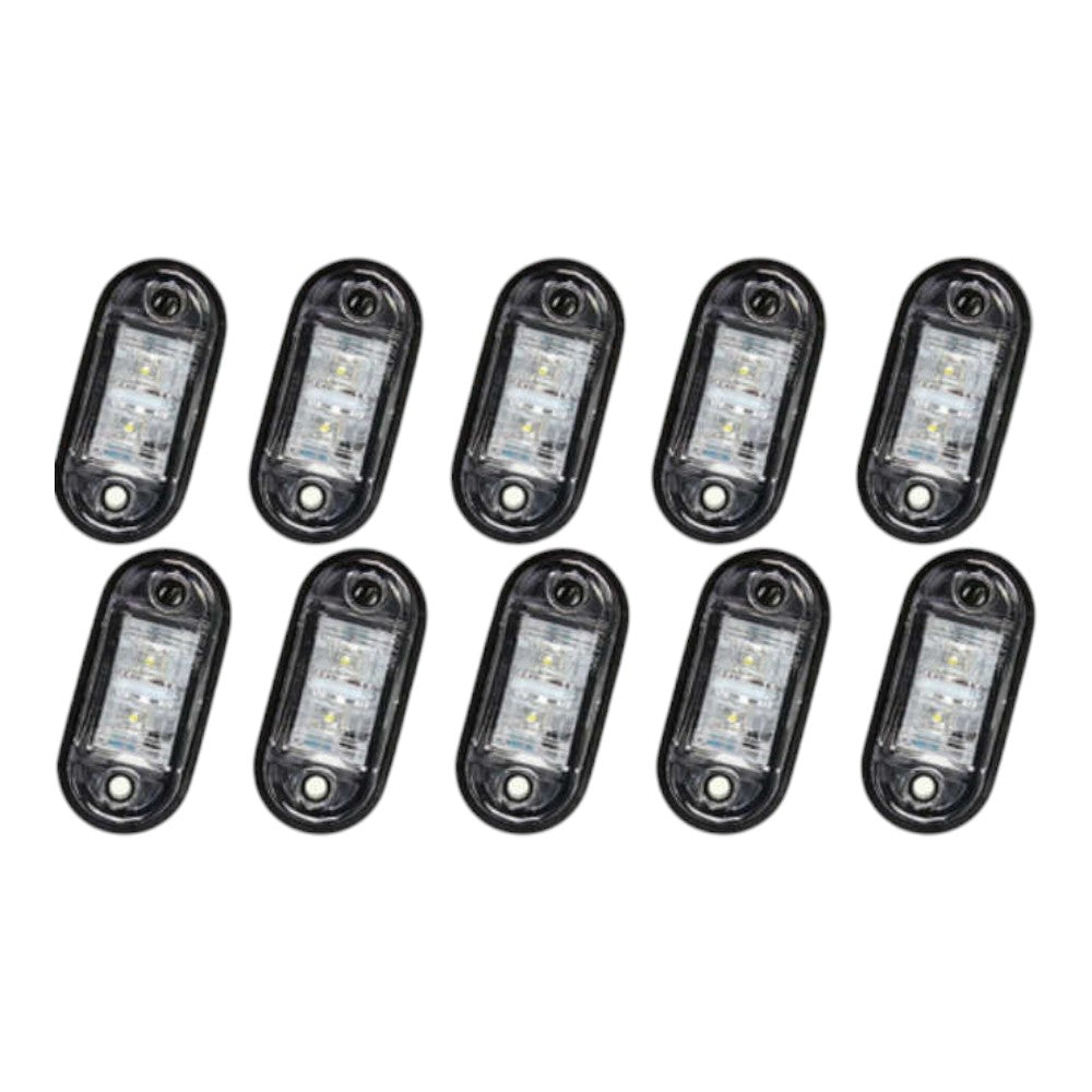 10PCS LED Side Marker Lights – White – To Fit Trucks, Trailers, Caravans – 12V / 24V
