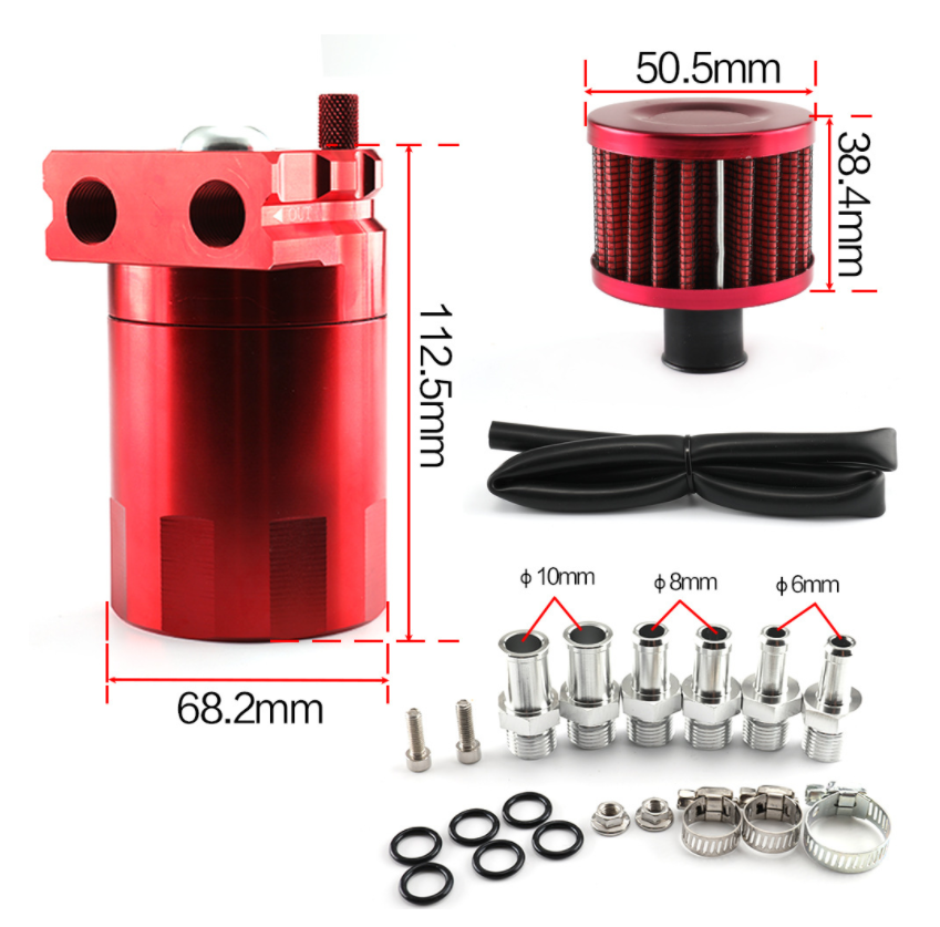 Universal Aluminum Alloy Oil Catch Can with Breather Filter