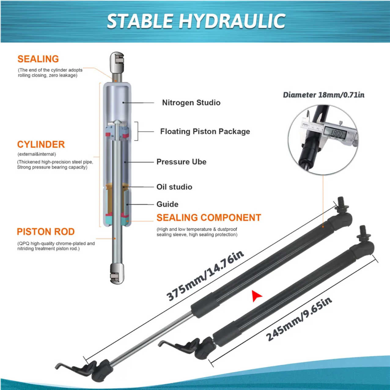 Bonnet Gas Struts To Fit Toyota Camry MCV20 SXV20 (1997–2001) 3