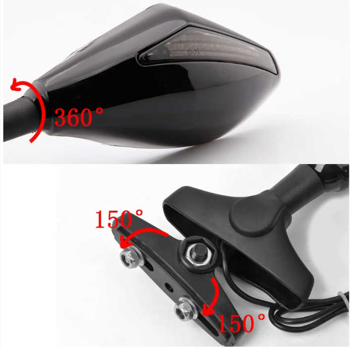 Motorcycle Mirrors with LED Turn Signals β To Fit Honda, Kawasaki, Suzuki, Yamaha, Ducati, Triumph 2