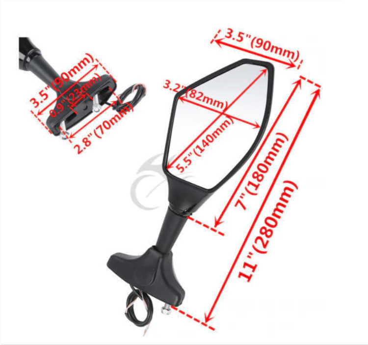 Motorcycle Mirrors with LED Turn Signals β To Fit Honda, Kawasaki, Suzuki, Yamaha, Ducati, Triumph 3