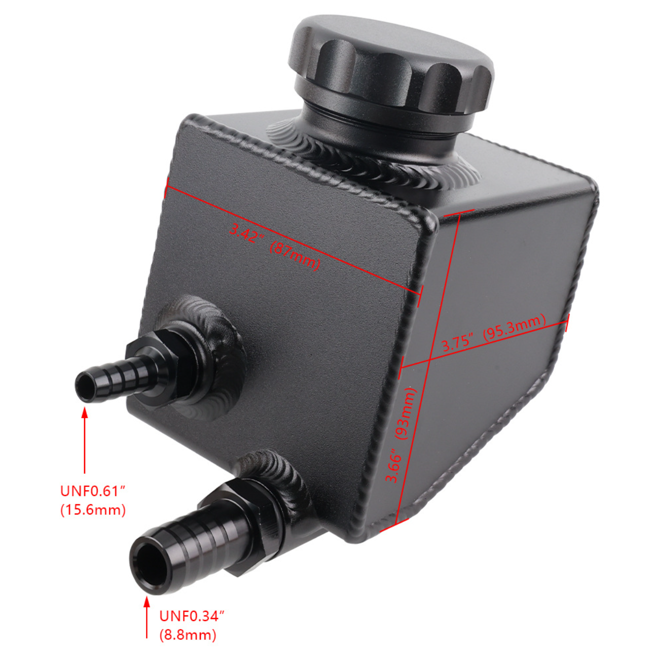 Power Steering Reservoir – Fits Holden Commodore VT VX VU VY VZ VE – V6 & LS-Series V8 – Black Billet Alloy 3