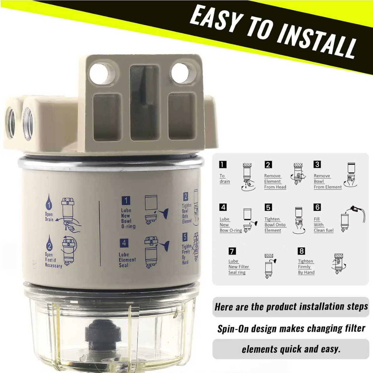 R12T Fuel Water Separator Kit – 10 Micron Filter – Diesel & Petrol Applications 8