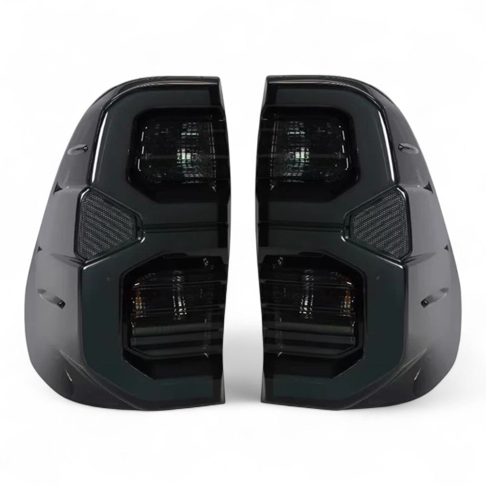 Smoked Tail Light Pair – To Fit Toyota Hilux 2015–2025 – LED Style Rear Lamps with Wiring Looms