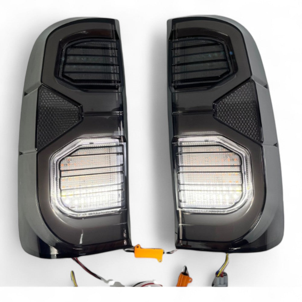 Tail Light Pair for Toyota Hilux 2005–2014 | Black Housing Design | Complete LH & RH Set - Partzo