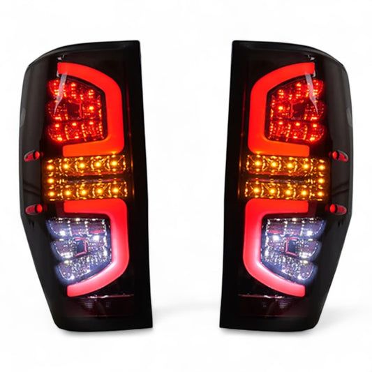 LED Tail Light Pair (Smoked) – To Fit Ford Ranger 2011–2021 – Complete with Bulbs - Partzo