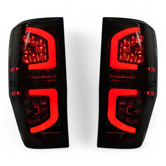 LED Tail Light Pair (Smoked) – To Fit Ford Ranger 2011–2021 – Complete with Bulbs - Partzo