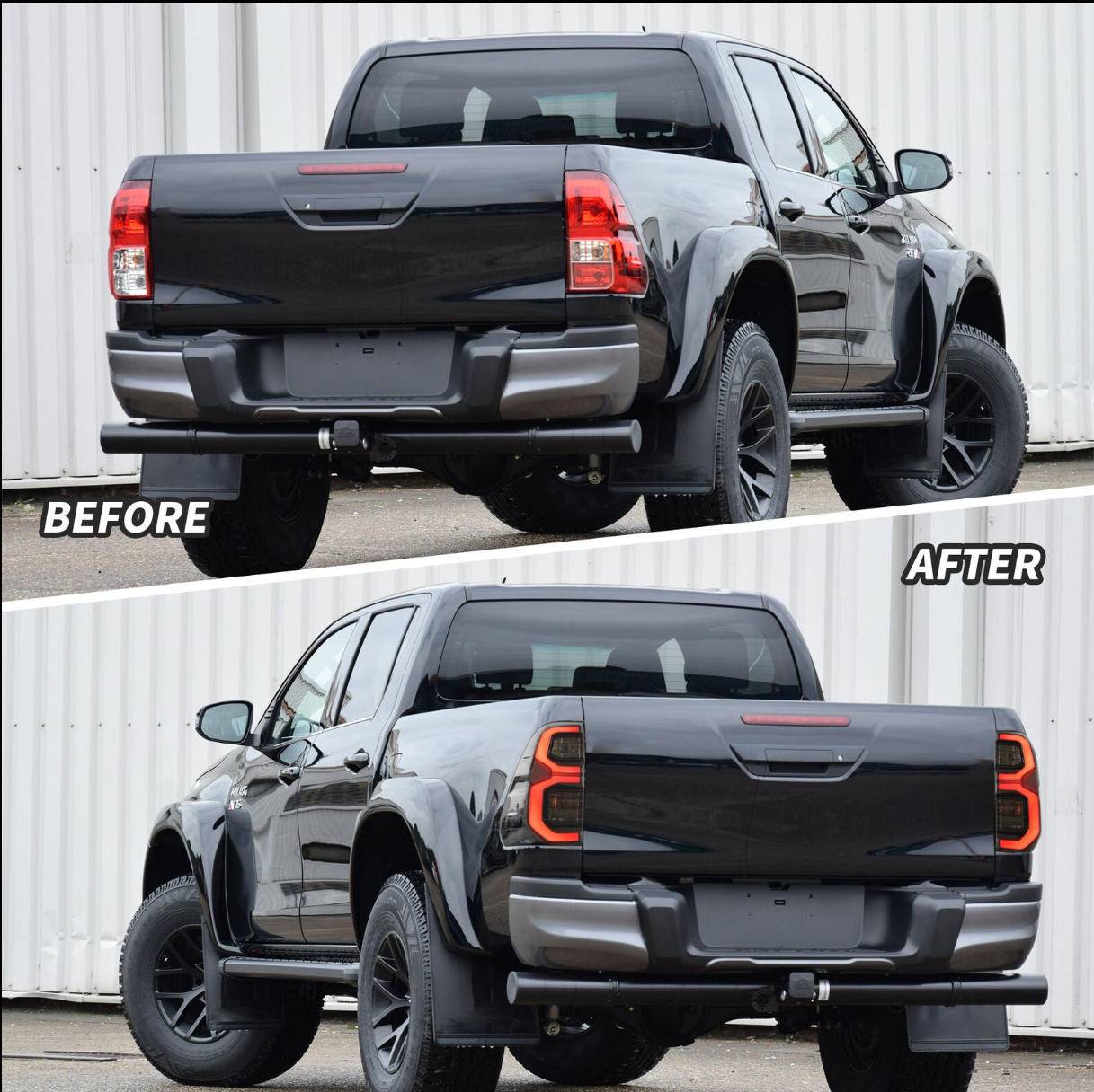 Smoked Tail Light Pair – To Fit Toyota Hilux 2015–2025 – LED Style Rear Lamps with Wiring Looms - Partzo