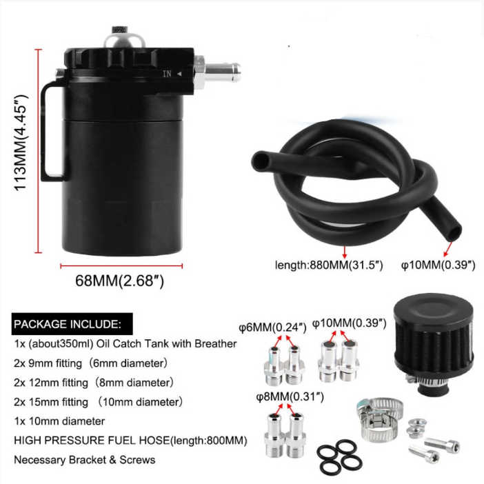 Universal Aluminum Alloy Oil Catch Can with Breather Filter