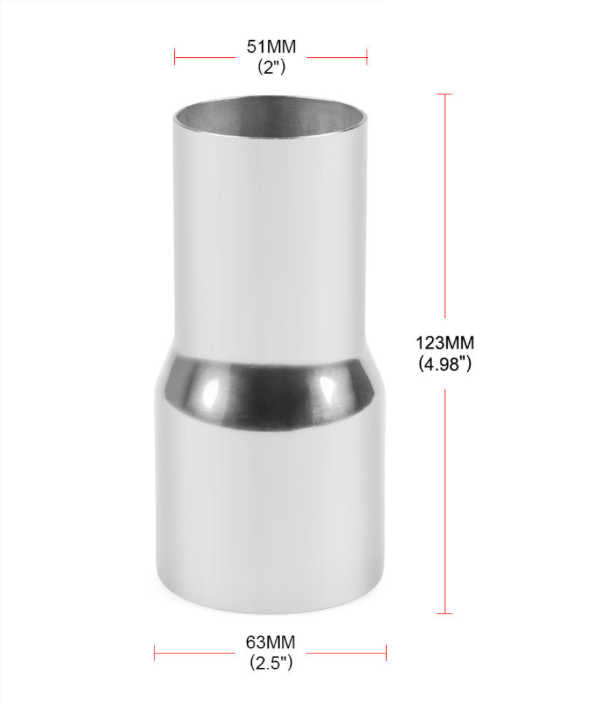 Stainless Steel Exhaust Reducer – Available in 2" to 2.5", 2" to 3", 2.25" to 2.5", 2.5" to 3", and 2.25" to 3"