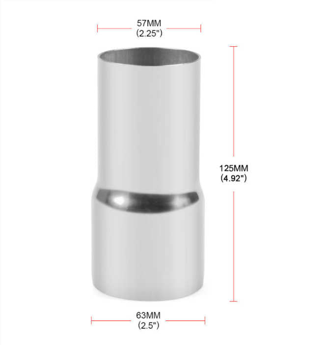 Stainless Steel Exhaust Reducer – Available in 2" to 2.5", 2" to 3", 2.25" to 2.5", 2.5" to 3", and 2.25" to 3"