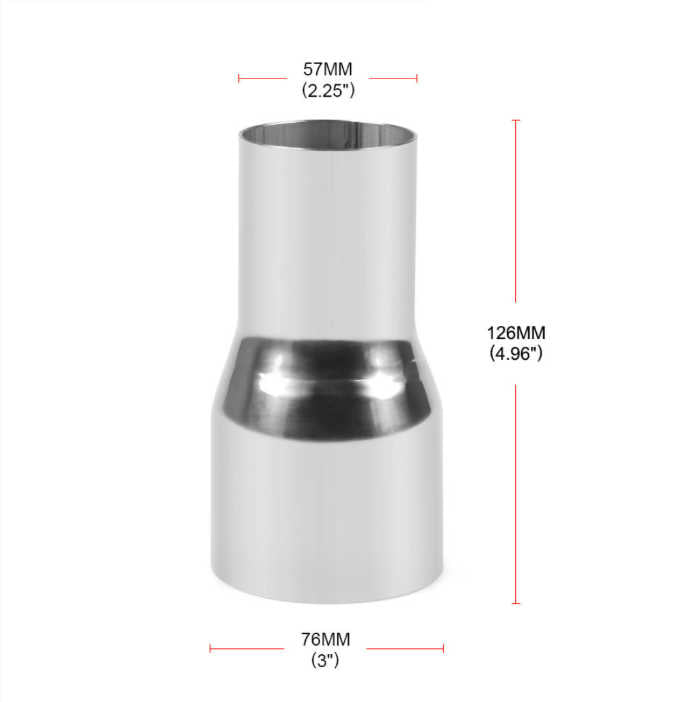 Stainless Steel Exhaust Reducer – Available in 2" to 2.5", 2" to 3", 2.25" to 2.5", 2.5" to 3", and 2.25" to 3"