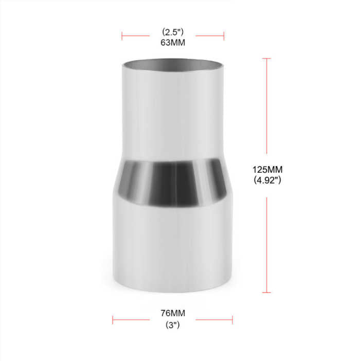 Stainless Steel Exhaust Reducer – Available in 2" to 2.5", 2" to 3", 2.25" to 2.5", 2.5" to 3", and 2.25" to 3"