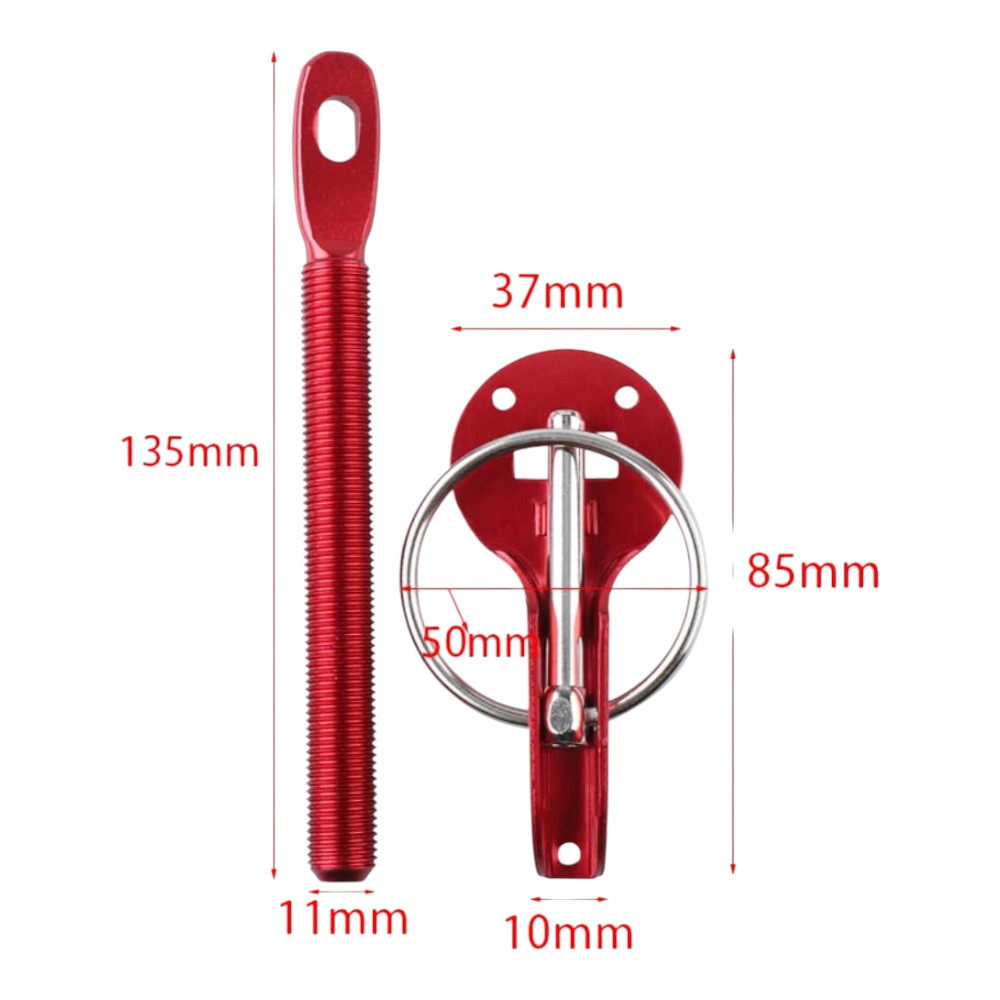 Bonnet Hood Pins Kit – Alloy Steel – Black / Red / Blue / Silver – Universal Fit
