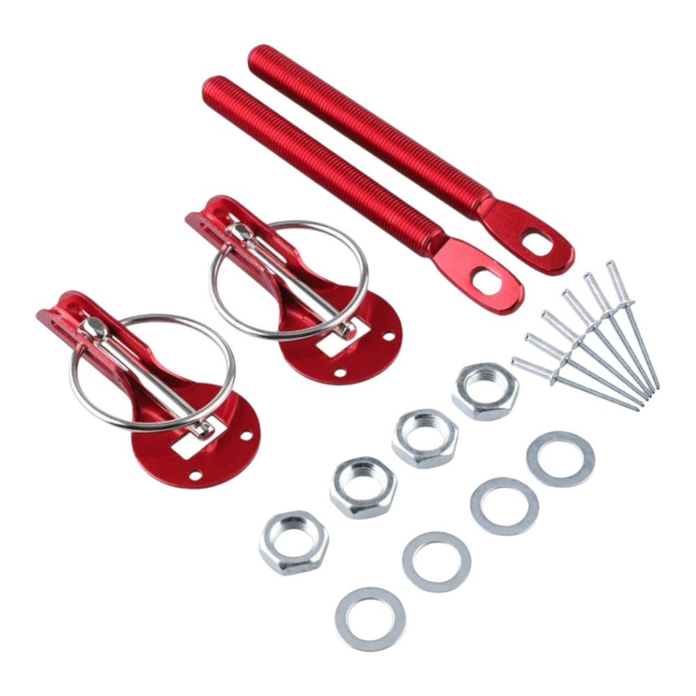 Bonnet Hood Pins Kit – Alloy Steel – Black / Red / Blue / Silver – Universal Fit