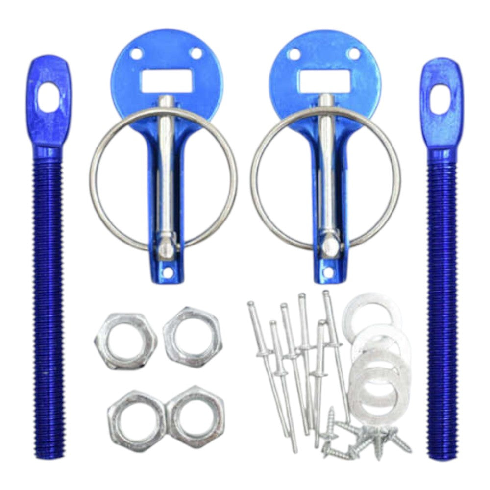 Bonnet Hood Pins Kit – Alloy Steel – Black / Red / Blue / Silver – Universal Fit