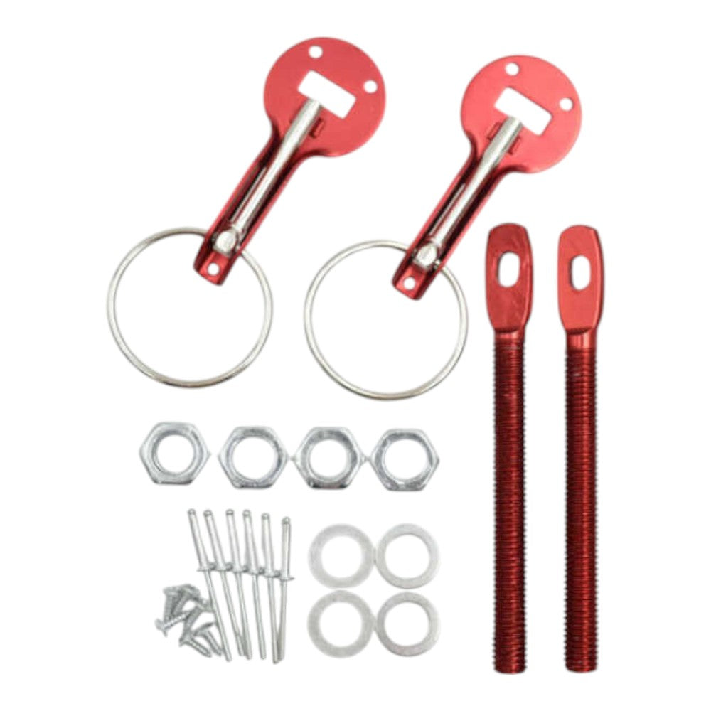 Bonnet Hood Pins Kit – Alloy Steel – Black / Red / Blue / Silver – Universal Fit