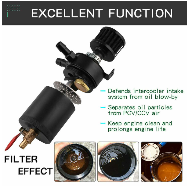 Universal 2-Port Aluminum Alloy Oil Catch Can Tank 4