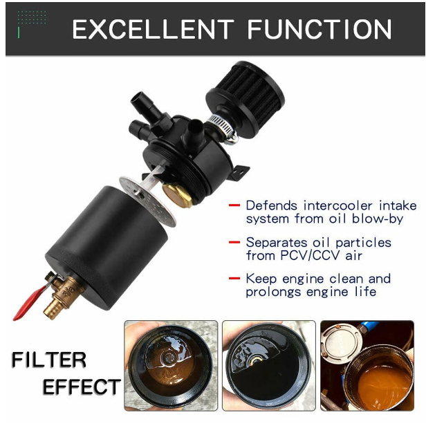 Universal 3-Port Aluminum Alloy Oil Catch Can Tank 2
