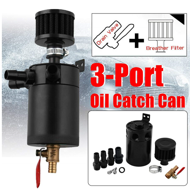 Universal 3-Port Aluminum Alloy Oil Catch Can Tank 5