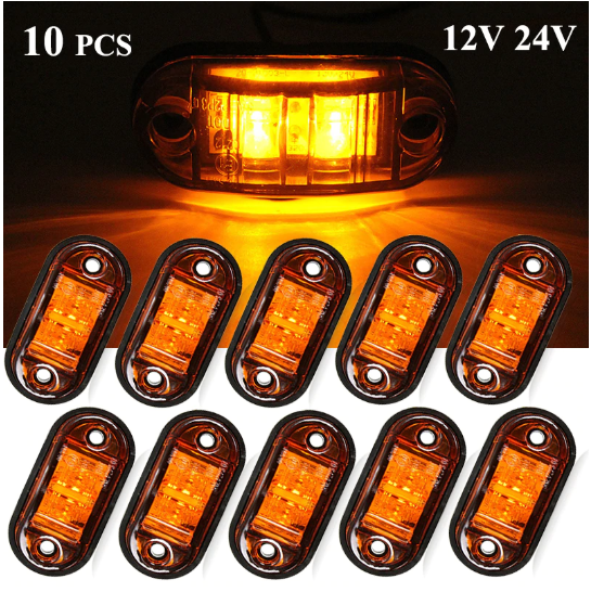 10PCS LED Side Marker Lights – Amber – To Fit Trucks, Trailers, Caravans – 12V / 24V 1