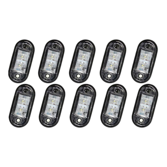 10PCS LED Side Marker Lights – White – To Fit Trucks, Trailers, Caravans – 12V / 24V