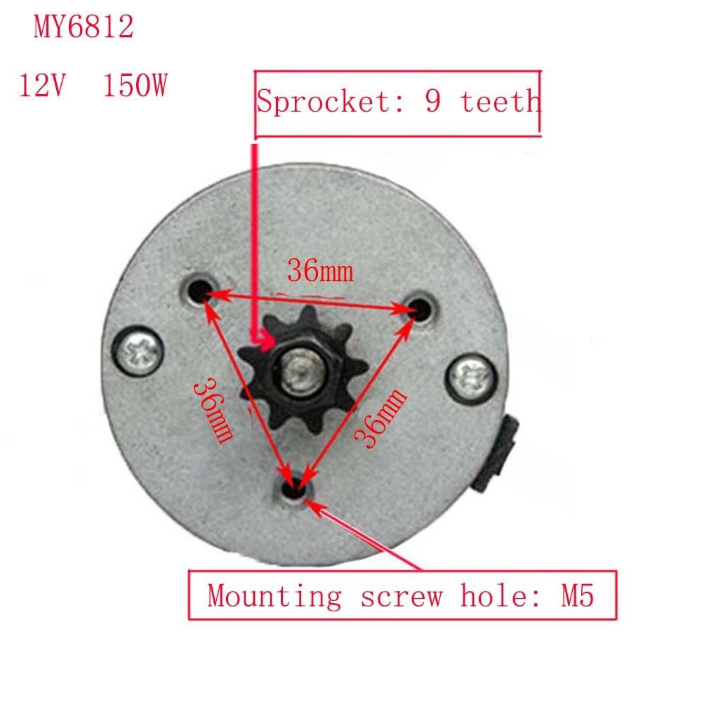MY6812 DC 12V 150W High Speed Motor with Sprocket – For Scooters & Small Electric Motorcycles