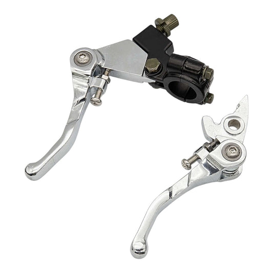 Foldable Clutch & Brake Lever Set – Chrome – To Fit 110cc, 125cc, 140cc Pit & Dirt Bikes – 22mm Handlebars