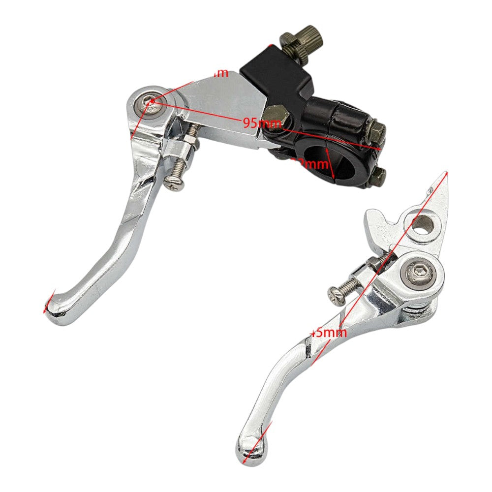 Foldable Clutch & Brake Lever Set – Chrome – To Fit 110cc, 125cc, 140cc Pit & Dirt Bikes – 22mm Handlebars 1