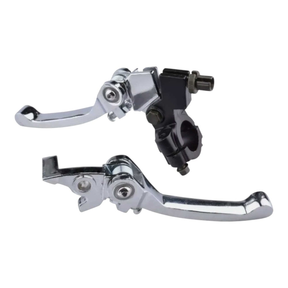 Foldable Clutch & Brake Lever Set – Chrome – To Fit 110cc, 125cc, 140cc Pit & Dirt Bikes – 22mm Handlebars 3
