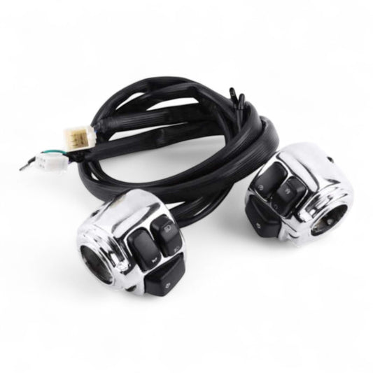 For Harley Switch Blocks – Chrome – To Fit 1" (25mm) Handlebars – For Bobber, Chopper, Softail, Dyna, Sportster, V-ROD
