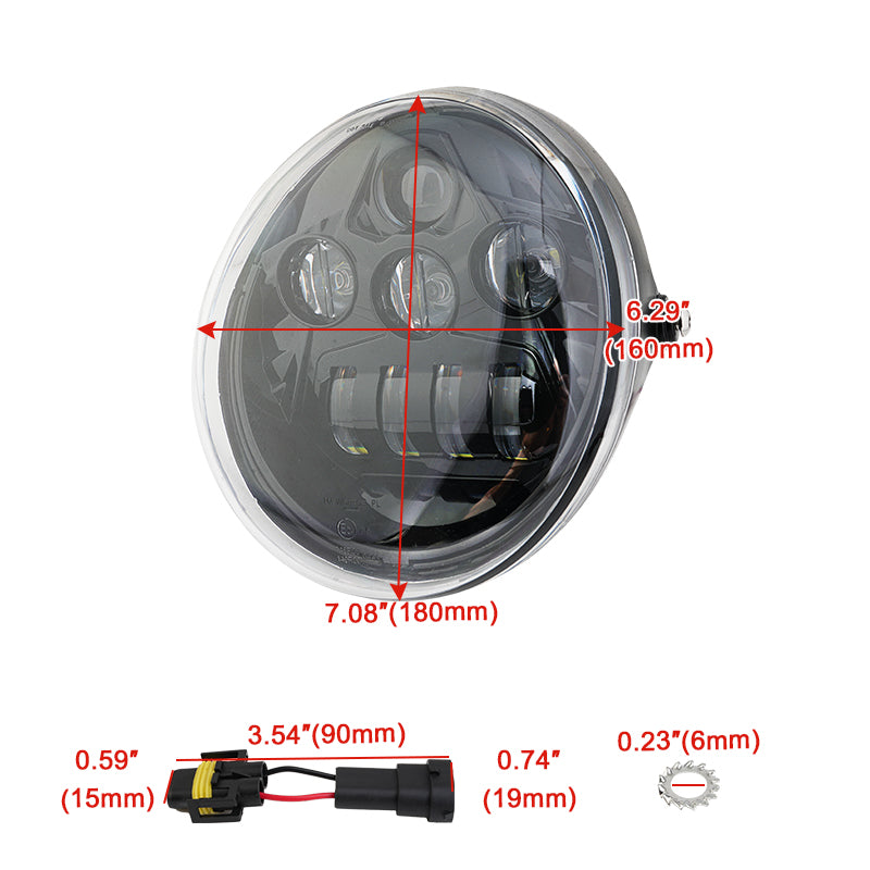 LED Headlight for Harley V-Rod Muscle Night Rod Special VRSCDX VRSC | Black