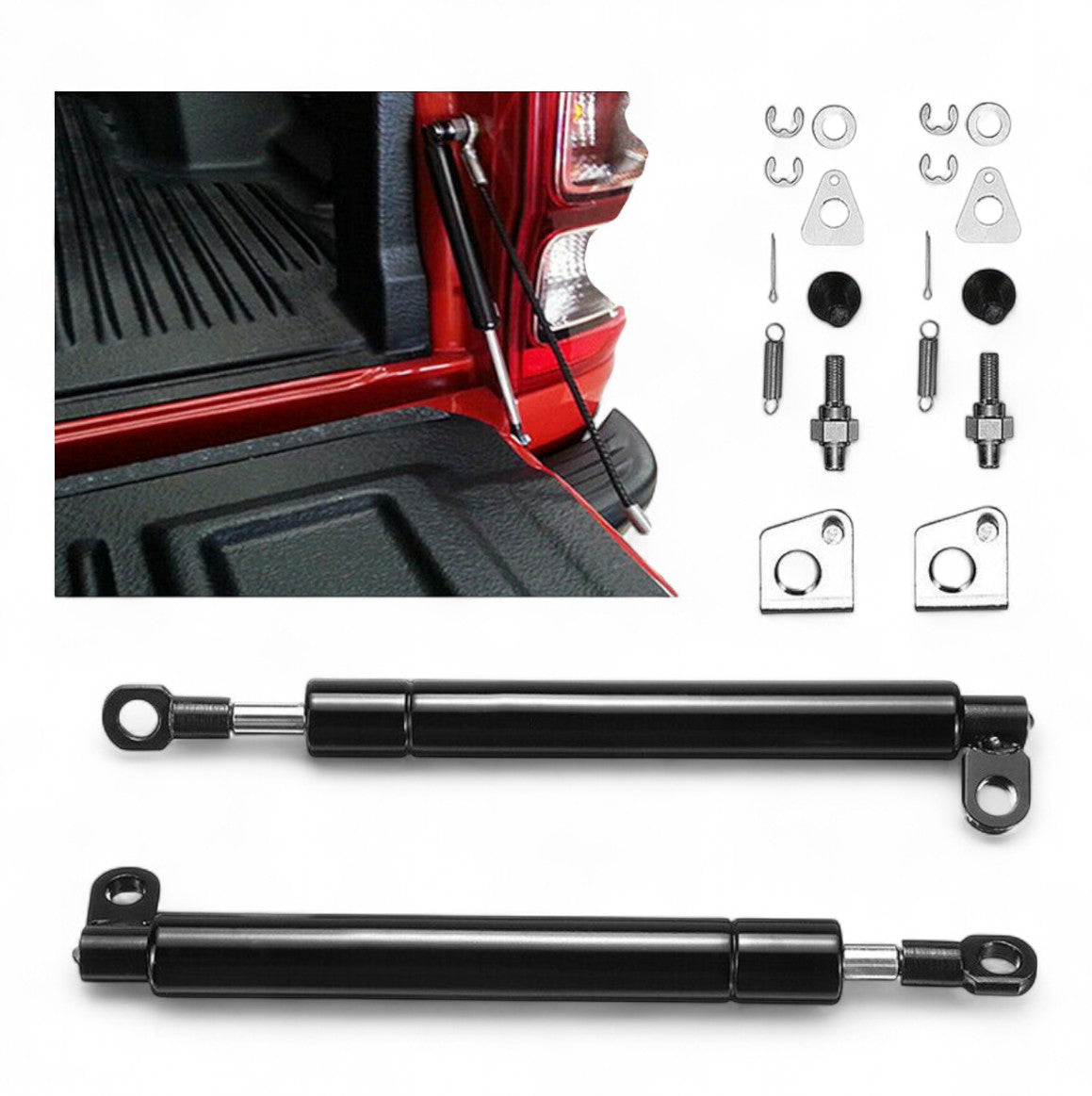 Tailgate Gas Struts Pair for Ford Ranger & Mazda BT50 2012–2022 – Slow Down & Easy Up Kit - Partzo