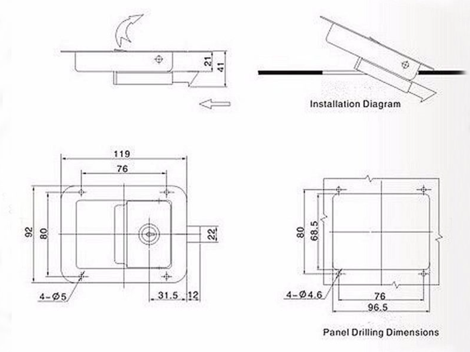 RV Paddle Entry Door Lock With Deadbolt – To Fit RVs, Trailers, Caravans, Yachts, Toolboxes 3