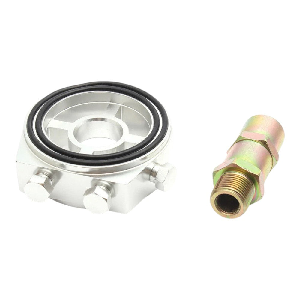 Silver Oil Filter Sandwich Plate Adapter M20x1.5 3/4-16UNF | 3 x 1/8 NPT Ports