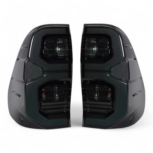 Smoked Tail Light Pair – To Fit Toyota Hilux 2015–2025 – LED Style Rear Lamps with Wiring Looms