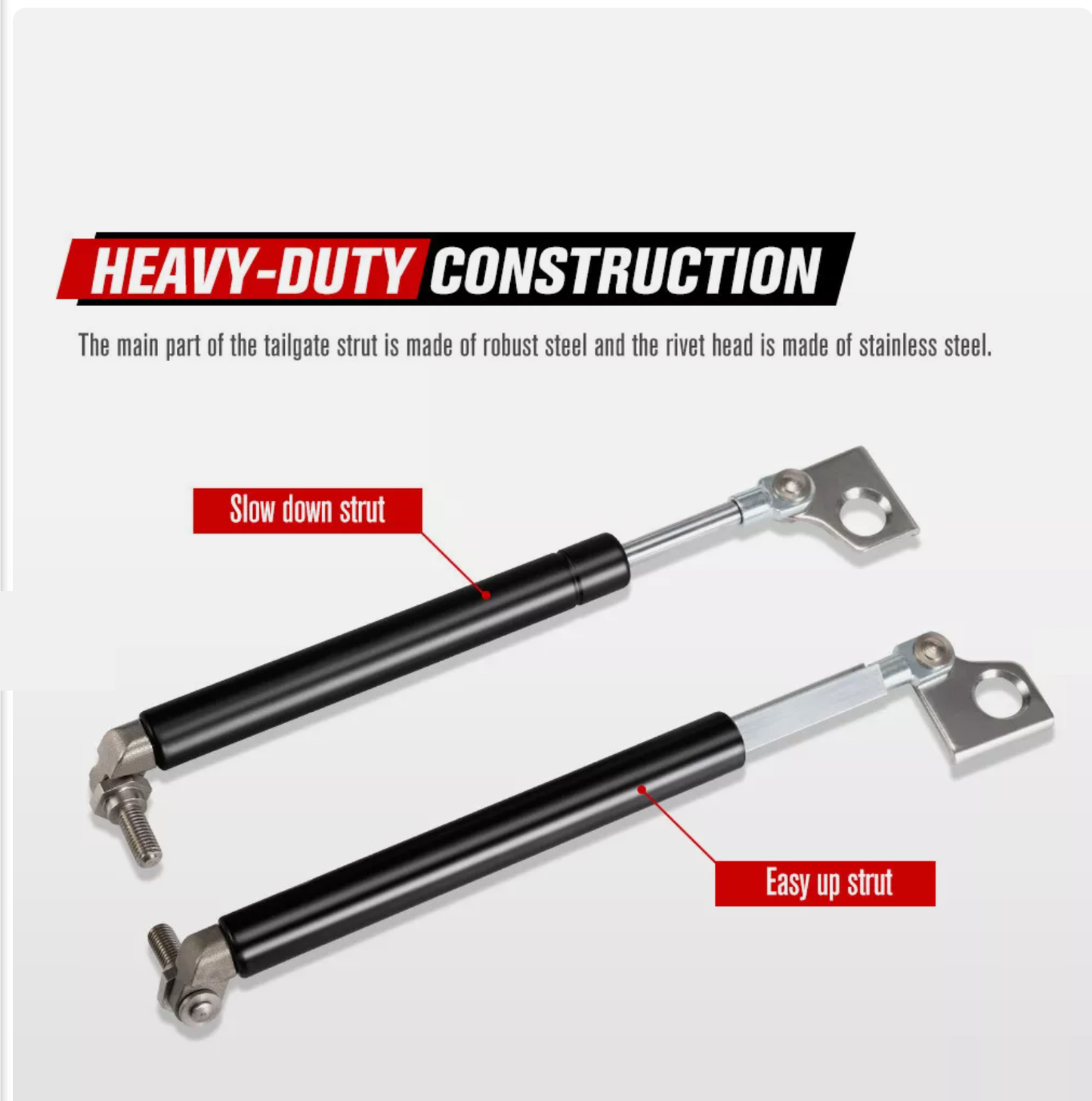 Tailgate Gas Struts Pair for Ford Ranger & Mazda BT50 2012–2022 – Slow Down & Easy Up Kit - Partzo