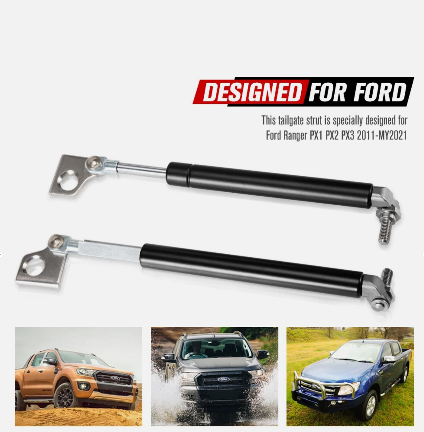 Tailgate Gas Struts Pair for Ford Ranger & Mazda BT50 2012–2022 – Slow Down & Easy Up Kit - Partzo