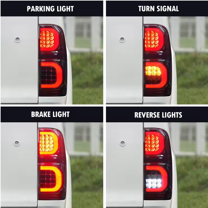Tail Light Pair for Toyota Hilux 2005–2014 | Smoked Inner Look | Modified Rear Lamp Set - Partzo