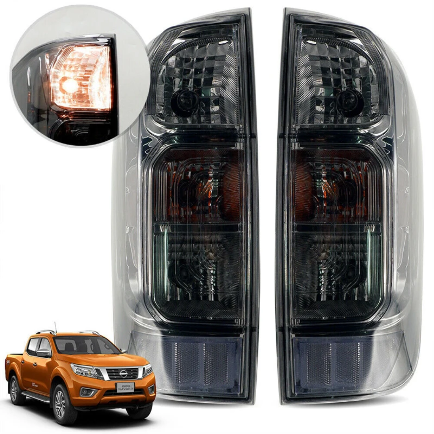 Tail Light Pair for Nissan Navara NP300 D23 2015–2020 | Black Housing Rear - Partzo