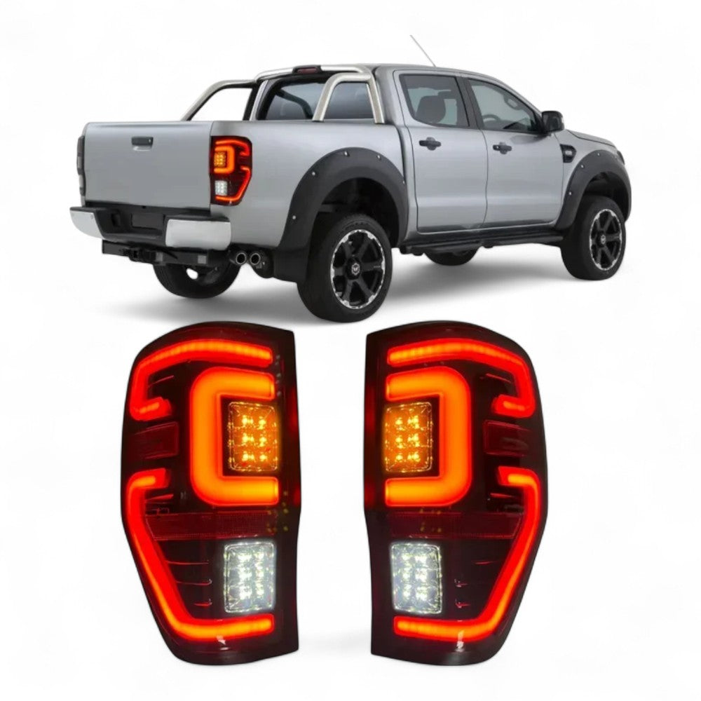 To Fit Ford Ranger Tail Light – Smoked LED Type – Complete Set with Bulbs – 2011 to 2021 - Partzo