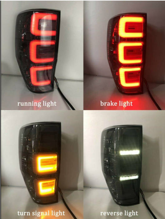 LED Tail Light Pair (Smoked) – To Fit Ford Ranger 2011–2021 – Complete with Bulbs - Partzo