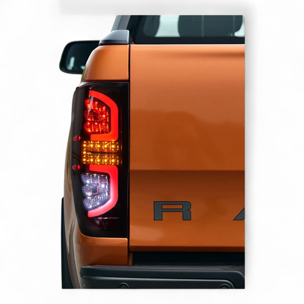 LED Tail Light Pair (Smoked) – To Fit Ford Ranger 2011–2021 – Complete with Bulbs - Partzo