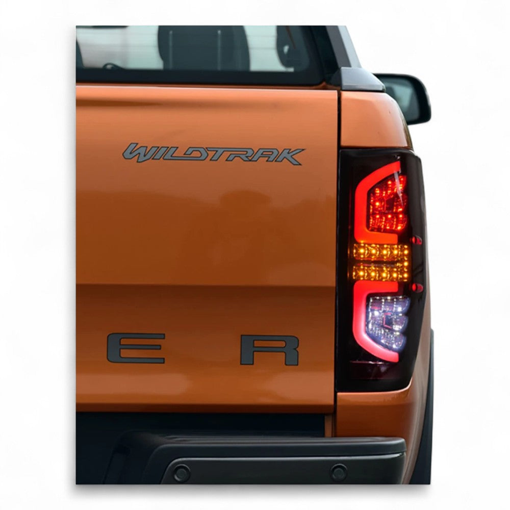 LED Tail Light Pair (Smoked) – To Fit Ford Ranger 2011–2021 – Complete with Bulbs - Partzo